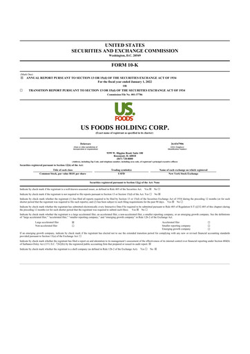 Thumbnail US Foods 10-K Annual Report 2021