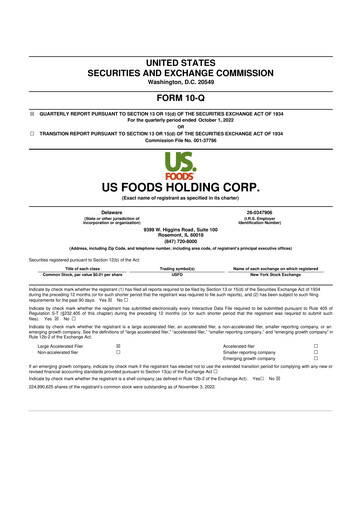 Thumbnail US Foods 10-Q Quarterly Report FY2022 