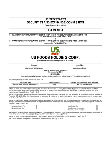 Thumbnail US Foods 10-Q Quarterly Report FY2026 