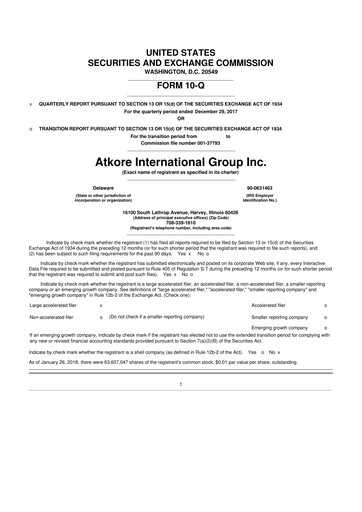 Vorschaubild Atkore 10-Q Quartalsbericht 2018 