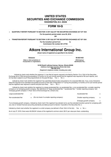 Vorschaubild Atkore 10-Q Quartalsbericht 2018 