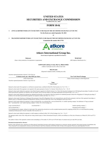 Thumbnail Atkore 10-K Annual Report 2018