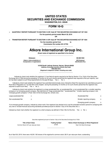 Vorschaubild Atkore 10-Q Quartalsbericht 2019 