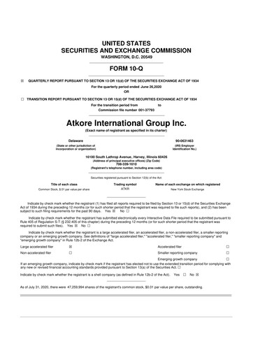 Vorschaubild Atkore 10-Q Quartalsbericht 2020 