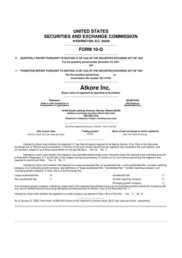 Vorschaubild Atkore 10-Q Quartalsbericht 2022 