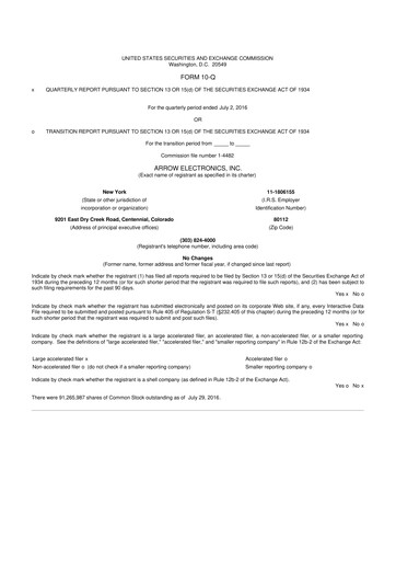 Thumbnail Arrow Electronics
 10-Q Quarterly Report FY2016 