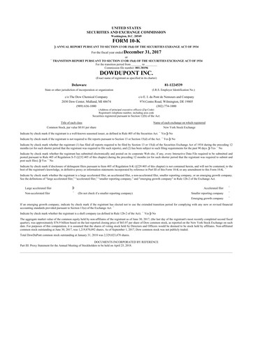 Thumbnail Dupont De Nemours 10-K Annual Report 2017