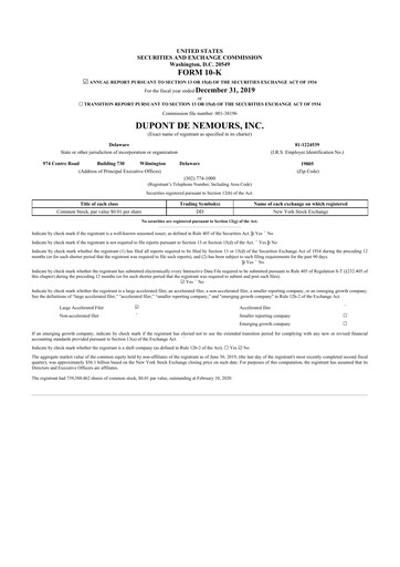 Thumbnail Dupont De Nemours 10-K Annual Report 2019