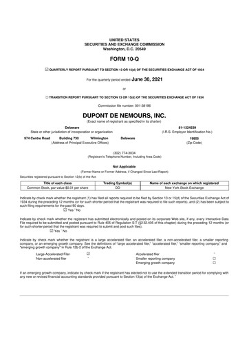 Thumbnail Dupont De Nemours 10-Q Quarterly Report FY2021 