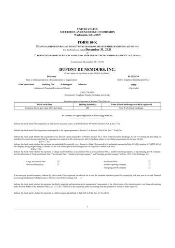 Thumbnail Dupont De Nemours 10-K Annual Report 2021