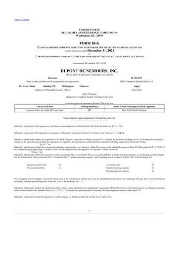 Thumbnail Dupont De Nemours 10-K Annual Report 2022