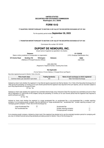 Thumbnail Dupont De Nemours 10-Q Quarterly Report FY2023 