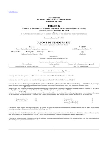 Thumbnail Dupont De Nemours 10-K Annual Report 2023