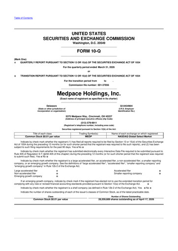 Thumbnail Medpace 10-Q Quarterly Report FY 