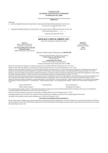 Thumbnail Kinsale Capital Group
 10-K Annual Report 2018