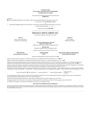 Thumbnail Kinsale Capital Group
 10-K Annual Report 2019