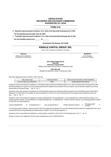 Thumbnail Kinsale Capital Group
 10-Q Quarterly Report FY2020 