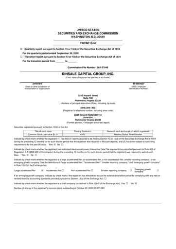 Thumbnail Kinsale Capital Group
 10-Q Quarterly Report FY2020 