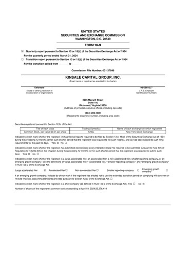 Thumbnail Kinsale Capital Group
 10-Q Quarterly Report FY2024 