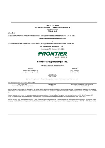 Thumbnail Frontier Airlines 10-Q Quarterly Report FY2024 