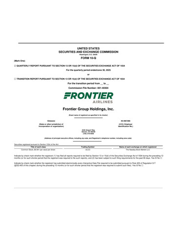 Thumbnail Frontier Airlines 10-Q Quarterly Report FY2025 