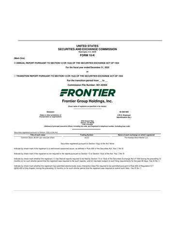 Thumbnail Frontier Airlines 10-K Annual Report 2025