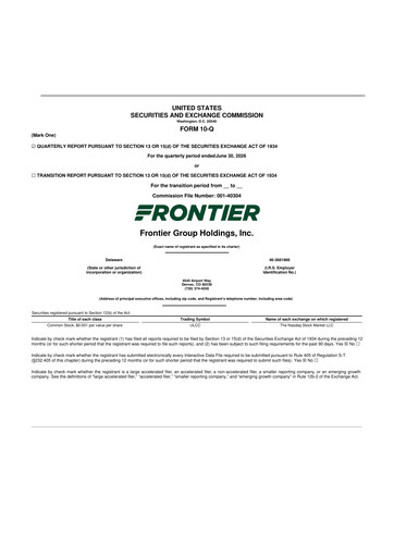 Vorschaubild Frontier Airlines 10-Q Quartalsbericht 2026 