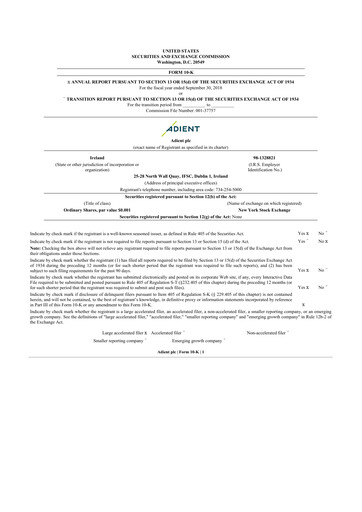 Miniature Adient
 10-K Rapport annuel 2018