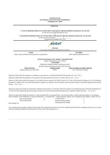 Miniature Adient
 10-K Rapport annuel 2021