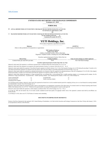 Miniature YETI Holdings
 10-K Rapport annuel 2020