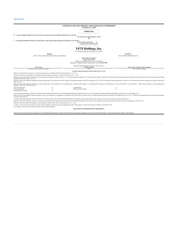 Miniature YETI Holdings
 10-K Rapport annuel 2022