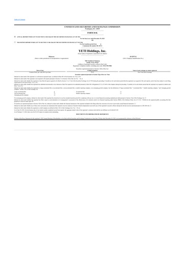 Miniature YETI Holdings
 10-K Rapport annuel 2023