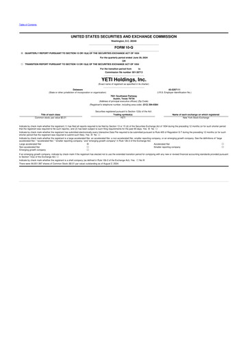 Thumbnail YETI Holdings
 10-Q Quarterly Report FY2024 