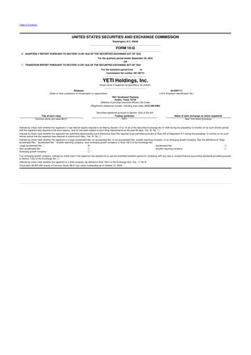 Thumbnail YETI Holdings
 10-Q Quarterly Report FY2024 