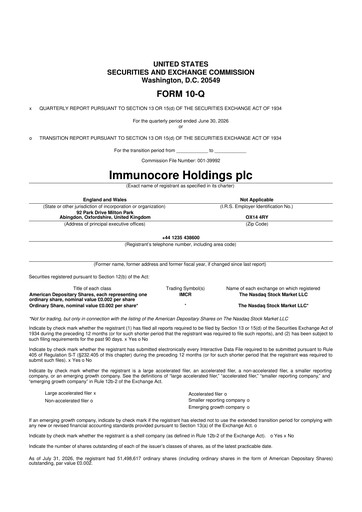 Miniature Immunocore 10-Q Rapport trimestriel 2026 