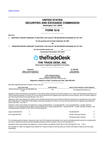 Thumbnail The Trade Desk
 10-Q Quarterly Report FY2022 