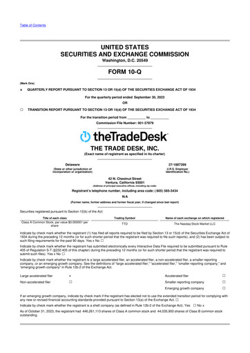 Thumbnail The Trade Desk
 10-Q Quarterly Report FY2023 