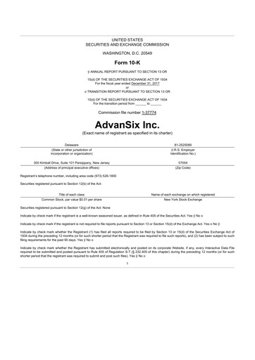 Thumbnail AdvanSix
 10-K Annual Report 2017