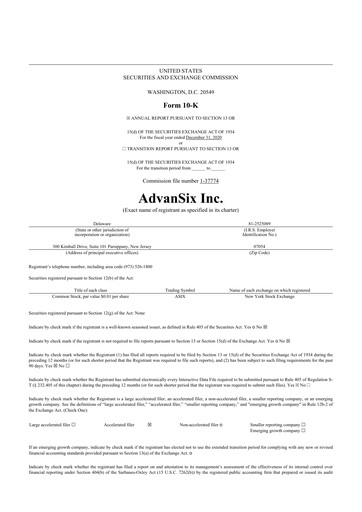 Thumbnail AdvanSix
 10-K Annual Report 2020