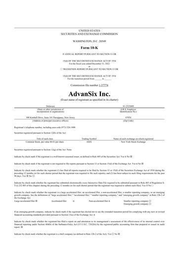 Thumbnail AdvanSix
 10-K Annual Report 2022