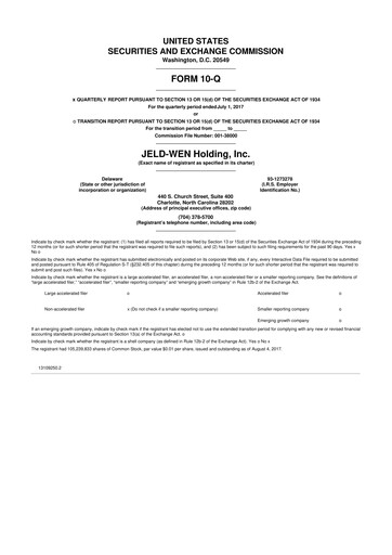 Thumbnail Jeld-Wen 10-Q Quarterly Report FY2017 