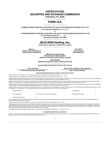 Thumbnail Jeld-Wen 10-K Annual Report 2017