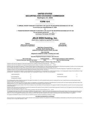 Thumbnail Jeld-Wen 10-K Annual Report 2024