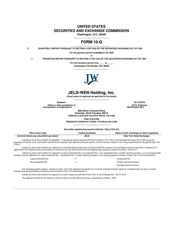 Thumbnail Jeld-Wen 10-Q Quarterly Report FY2026 