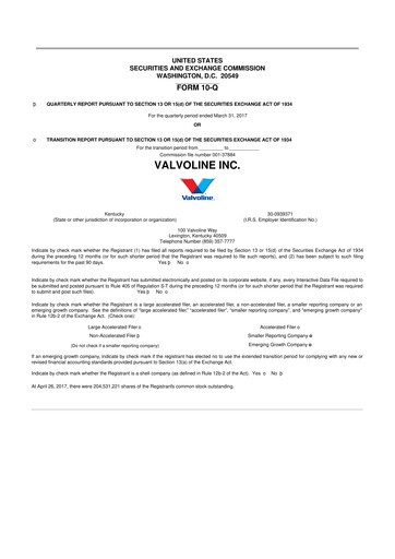 Thumbnail Valvoline 10-Q Quarterly Report FY2017 
