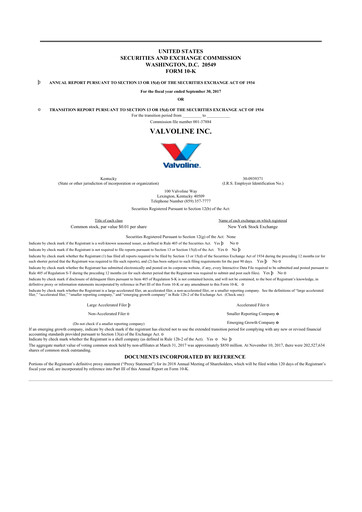 Thumbnail Valvoline 10-K Annual Report 2017