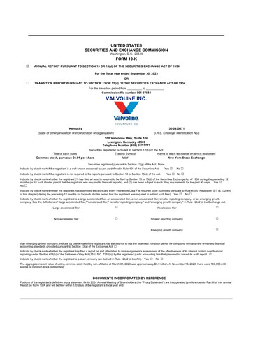 Thumbnail Valvoline 10-K Annual Report 2023