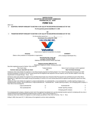 Thumbnail Valvoline 10-Q Quarterly Report FY2025 