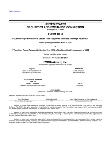 Thumbnail FVCBankcorp 10-Q Quarterly Report FY2022 