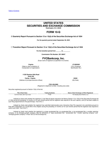 Thumbnail FVCBankcorp 10-Q Quarterly Report FY2023 